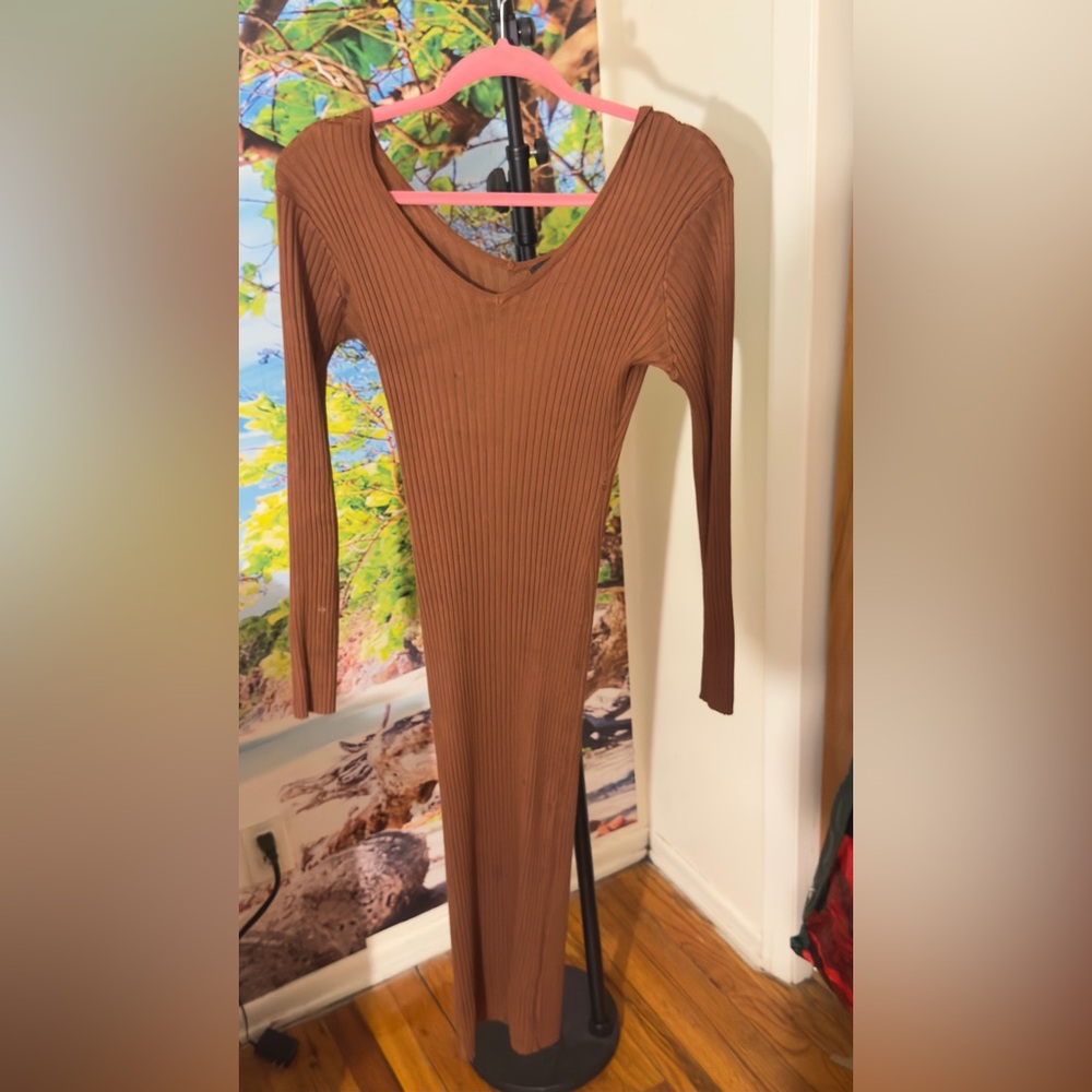 Almost Famous Brown Long Sleeve Dress